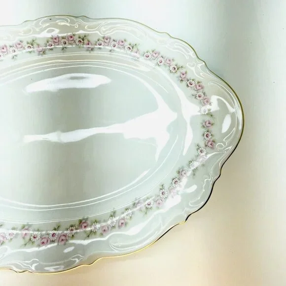 Vintage MITTERTEICH LADY BEATRICE 12.5" Oval Serving Platter Gilded Rims Germany - Picture 15 of 16